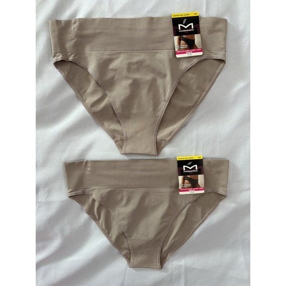 Maidenform Other - NEW Maidenform Seamless High Leg Bikini Beige  Women's DM2317 Size Medium 2 Pair